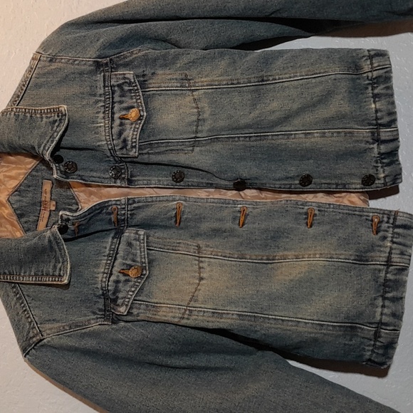 MODA Vintage Distressed Lined Jean Jacket Small - Picture 3 of 10